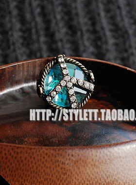 弹力可调戒指合金大宝石复古女