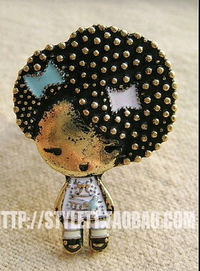 欧美风原宿恋人小丫头镶钻戒指