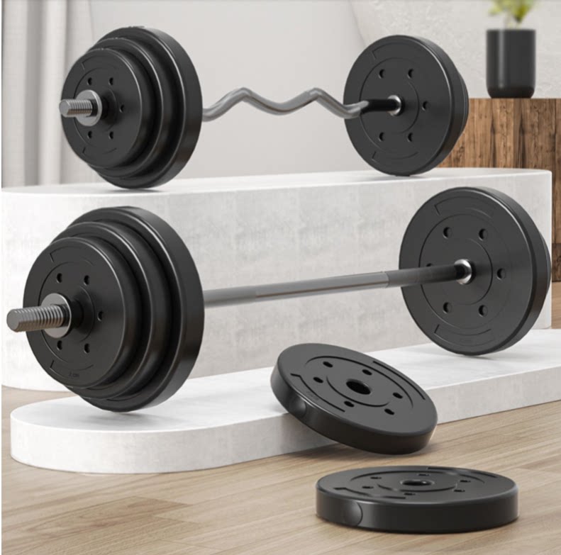 包胶杠铃哑铃两用组合套装家用举重健身器材20/30/40/50/60/100kg