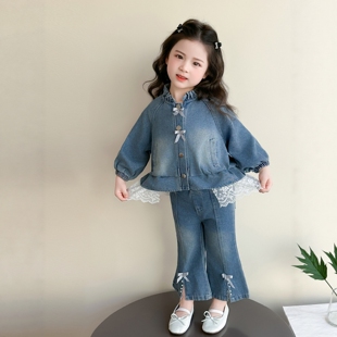 女童春装套装2026新款洋气儿童时髦牛仔外套裤子秋季衣服两件套潮