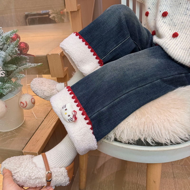 【送运费险】女童加绒牛仔裤冬装