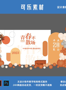 橙色同学聚会毕业十周年同学相聚心想事成毕业背景设计素材源文件