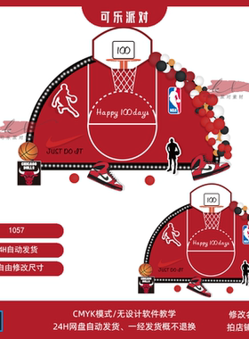 篮球主题灌篮高手NBA男童十周岁宝宝宴派对气球kt板背景设计素材