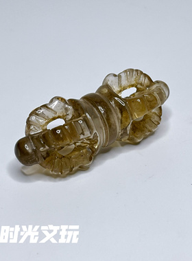 藏传天然白水晶法器然老水晶金刚杵金刚锥吊坠明清仿古水晶文玩