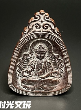 旧藏仿披毛犀雕刻释迦摩尼脖挂饰品佛珠饰品男女款项链吊坠