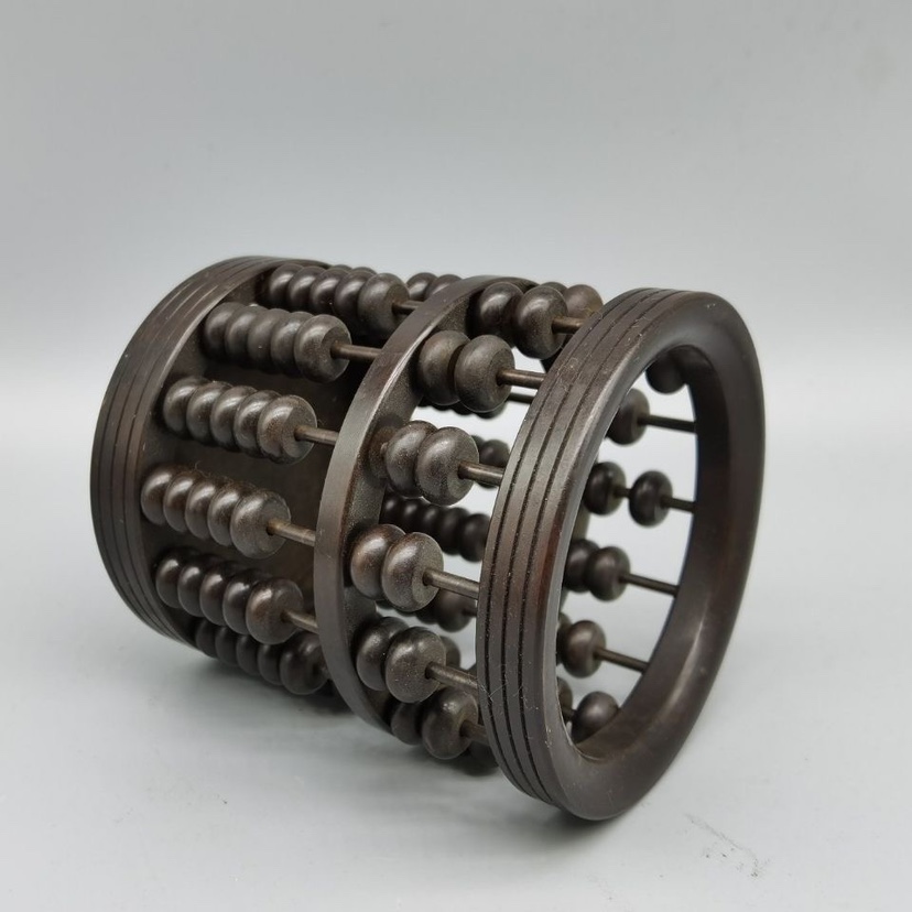 古玩铜器收藏紫铜算盘笔筒古风家居书房办公桌装饰品铜算盘摆件