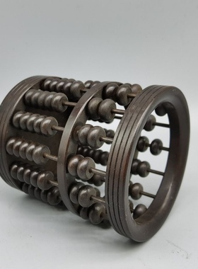 古玩铜器收藏紫铜算盘笔筒古风家居书房办公桌装饰品铜算盘摆件