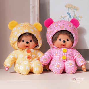 Monchhichi 黄色 粉色 睡衣小熊耳朵 蒙奇奇 萌趣趣 日本正版