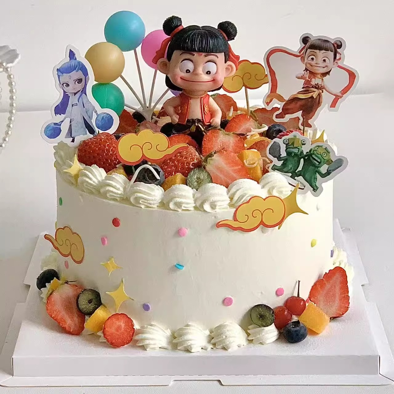 哪吒蛋糕装饰摆件魔童哪吒三太子可爱蛋糕装饰插牌插件卡通神话