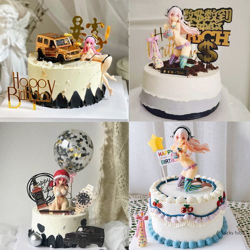 索尼子比基尼生日蛋糕装饰摆件