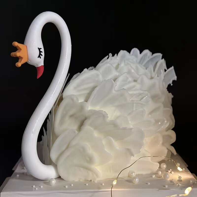 皇冠白天鹅脖子软胶蛋糕装饰摆件