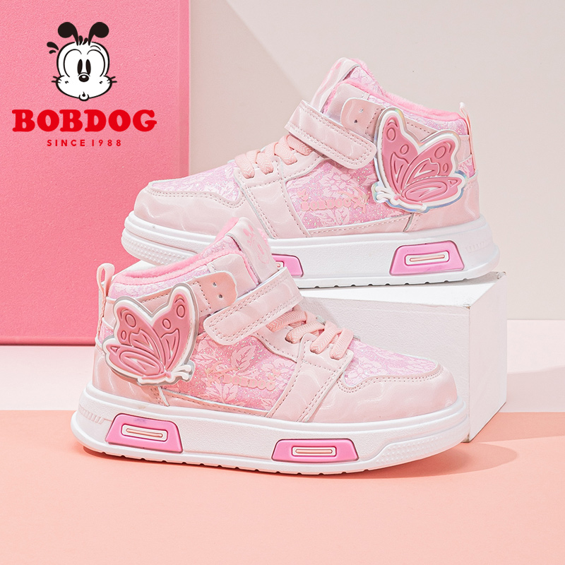 巴布豆儿童运动鞋加绒板鞋