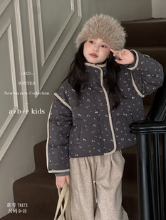 女童羽绒服2025新款秋冬洋气时髦碎花棉衣中大童百搭保暖外套韩版