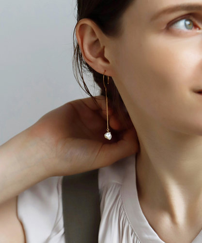 mimi33耳环线条珍珠流苏时尚简约