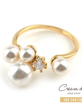 拼邮日韩风可微调设计感珍珠戒指