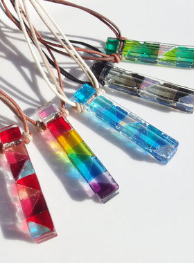 拼邮日本手作风透明玻璃毛衣项链