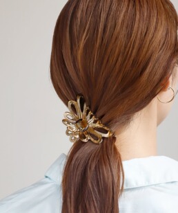 包拼邮 日本代购 ANEMONE 日系花朵醋酸后脑勺大号鲨鱼抓夹子头饰