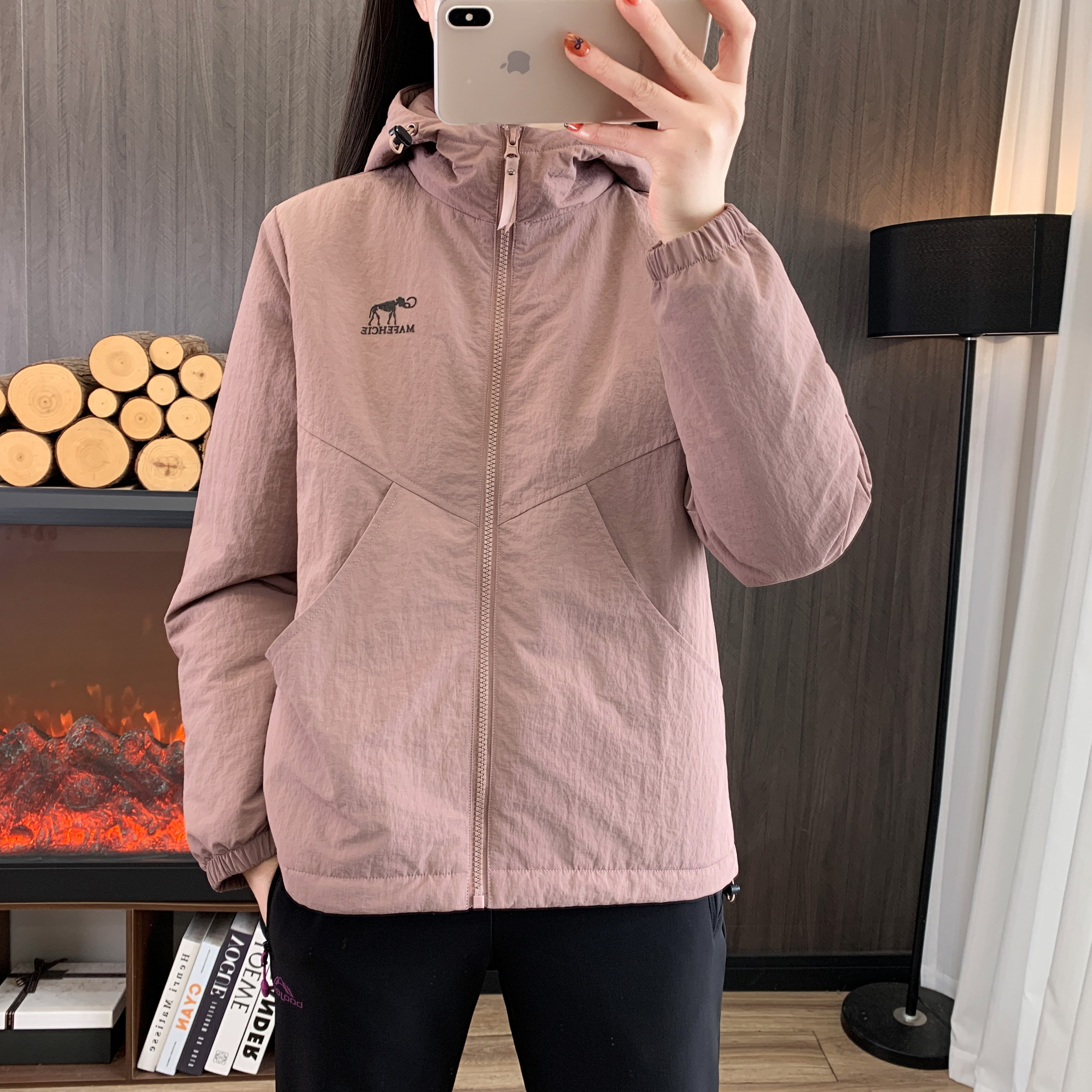 户外休闲运动轻薄棉服外套女秋冬防水防风夹棉保暖连帽开衫棉衣女