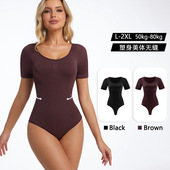 玉媚3362塑身美体衣收腹束腰连体衣收腹紧身无缝短袖 打底衣 丁字款