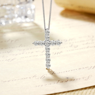 黛晶珊培育莫桑钻十字架吊坠女S925纯银项链镶嵌钻石小众时尚礼物