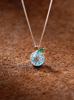 天然托帕石吊坠女S925纯银项链