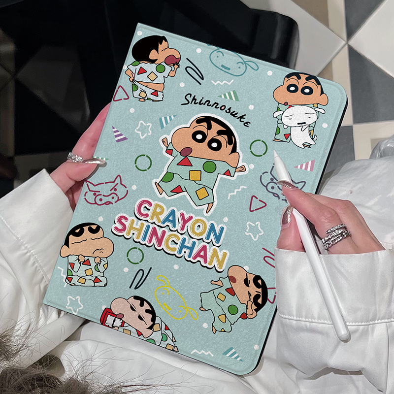 ipad11保护套2025蜡笔小新air7平板壳轻薄pro11书本款ipad10/9/8硅胶软壳2024款air6/5/4防摔mini7/6/5/4适用