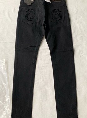 bbc牛仔裤男士黑色长裤小脚修身