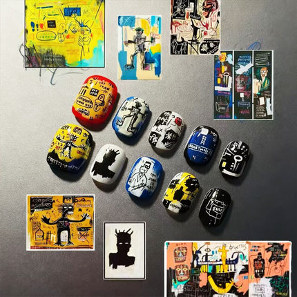 巴斯奎特穿戴甲动漫展风学生小众设计个性炫酷新短款豆豆美甲贴片