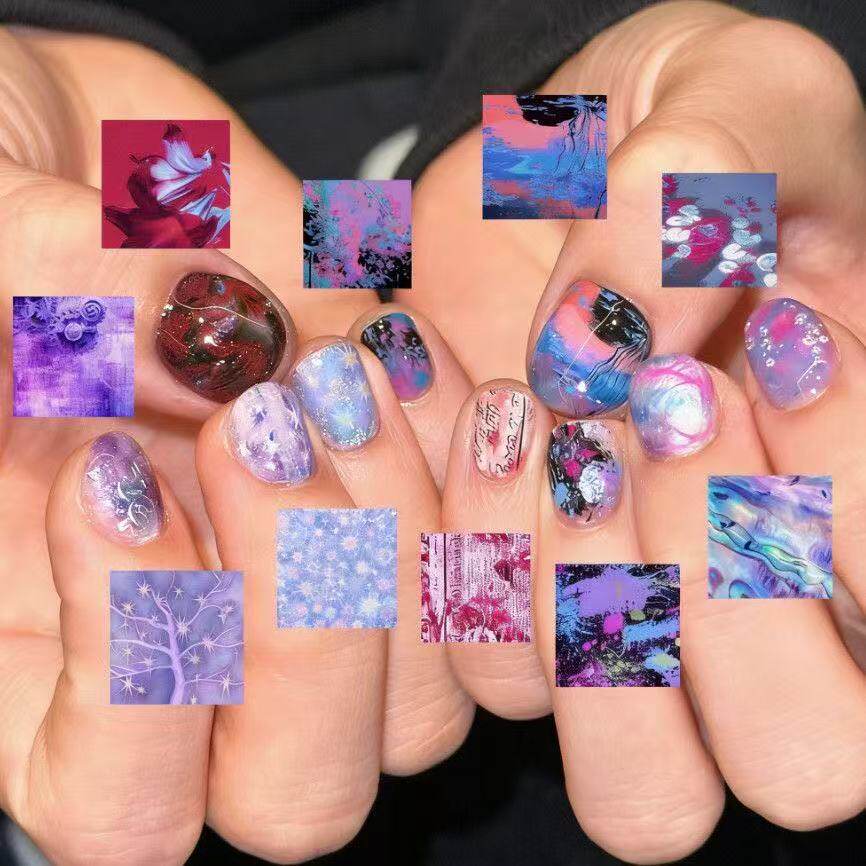 紫雾幻夜穿戴甲晕染星空梦幻图片