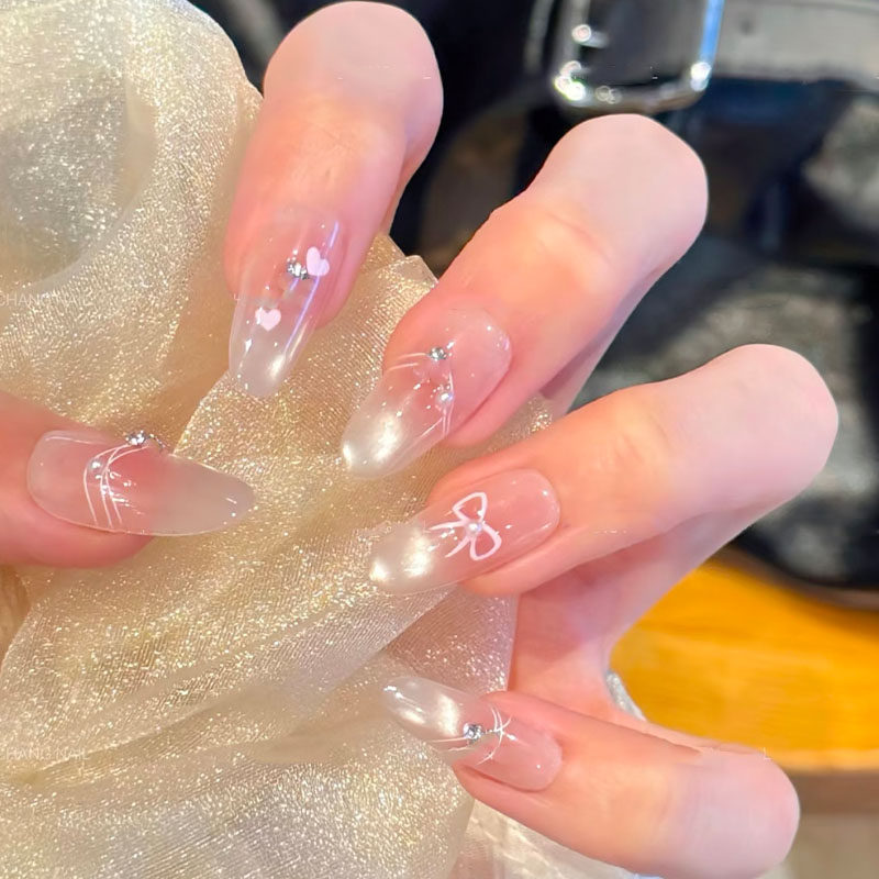 甜蜜心愿爆闪线条蝴蝶结猫眼穿戴甲清新甜美温柔中长椭圆美甲贴片,彩妆/香水/美妆工具,穿戴甲/甲片,淘宝优惠券,粉丝福利购,淘宝优惠卷