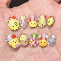 软萌小鸡穿戴甲透闪音符蝴蝶结软萌学生减龄元气短款豆豆美甲贴片