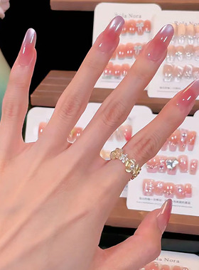 紫色渐变追光玻璃珠猫眼穿戴甲2025新爆款高级感简约百搭美甲贴片