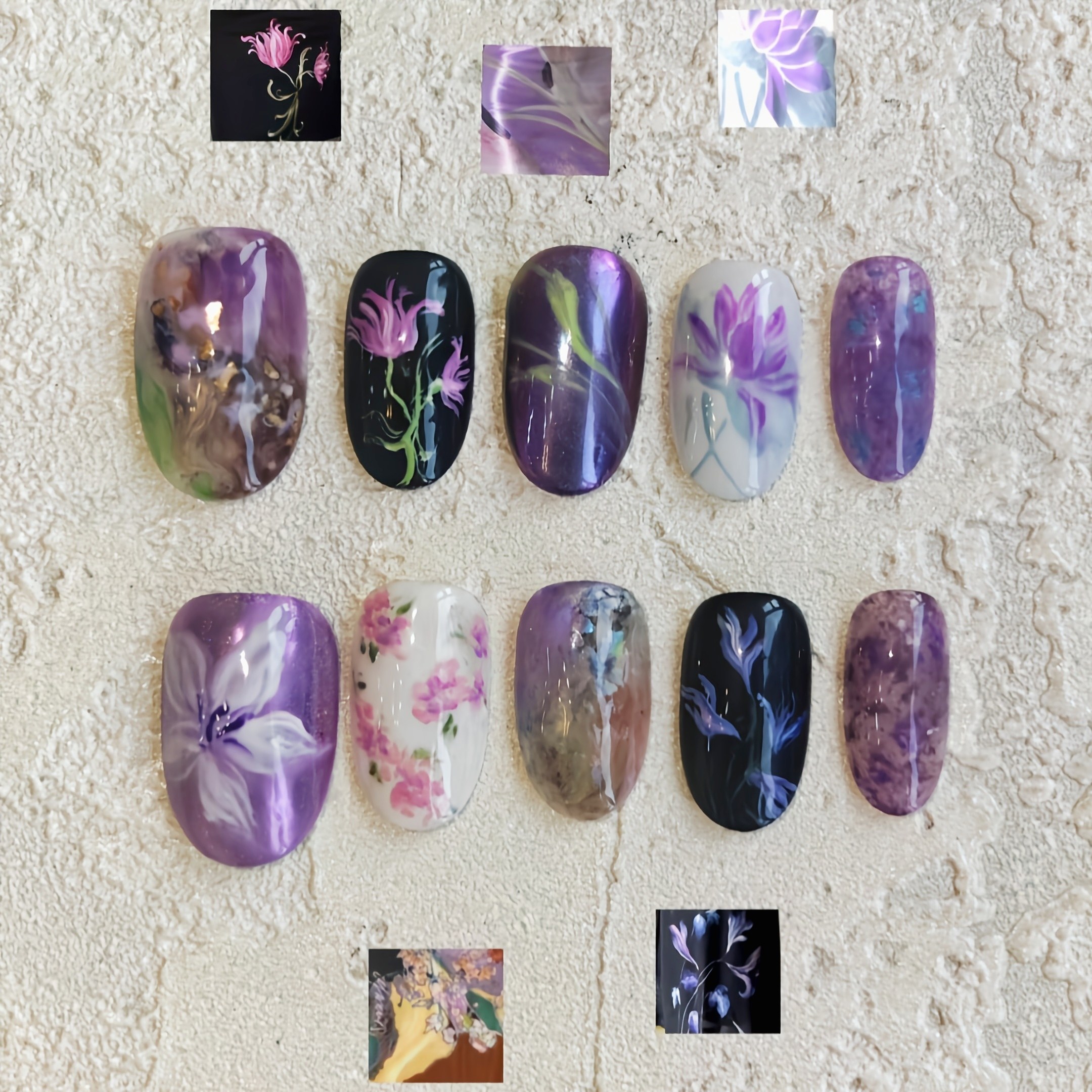紫花入梦穿戴甲艺术温柔