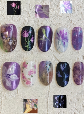 紫花入梦穿戴甲艺术温柔