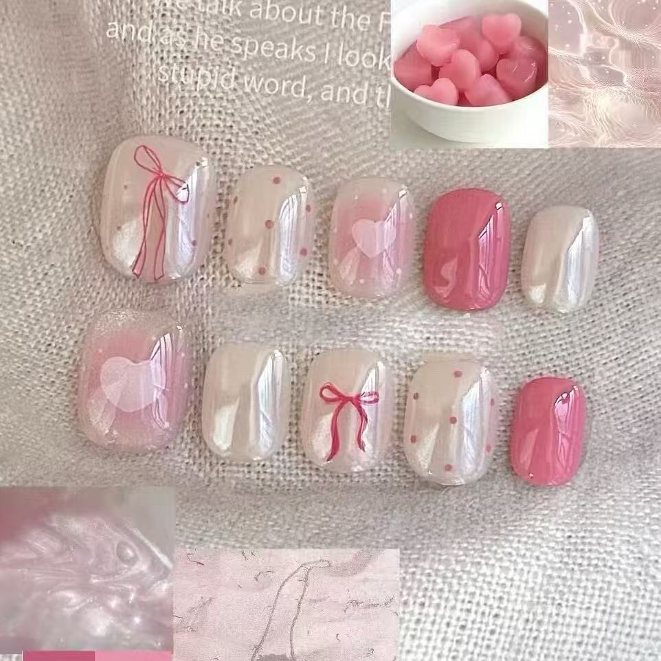 粉结点缀穿戴甲蜜桃裸粉纯欲