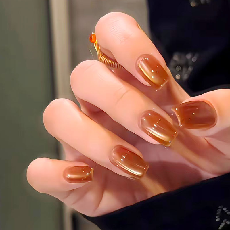 焦糖琥珀棕色猫眼穿戴甲美拉德显白日常简约秋冬新短款美指甲贴片,彩妆/香水/美妆工具,穿戴甲/甲片,淘宝优惠券,粉丝福利购,淘宝优惠卷