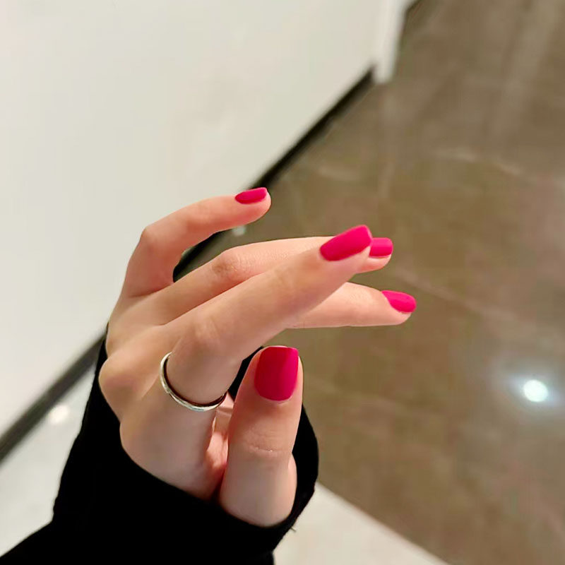 玫红火龙果色磨砂穿戴甲日常简约百搭显白春节新过年短款美甲贴片,彩妆/香水/美妆工具,穿戴甲/甲片,淘宝优惠券,粉丝福利购,淘宝优惠卷