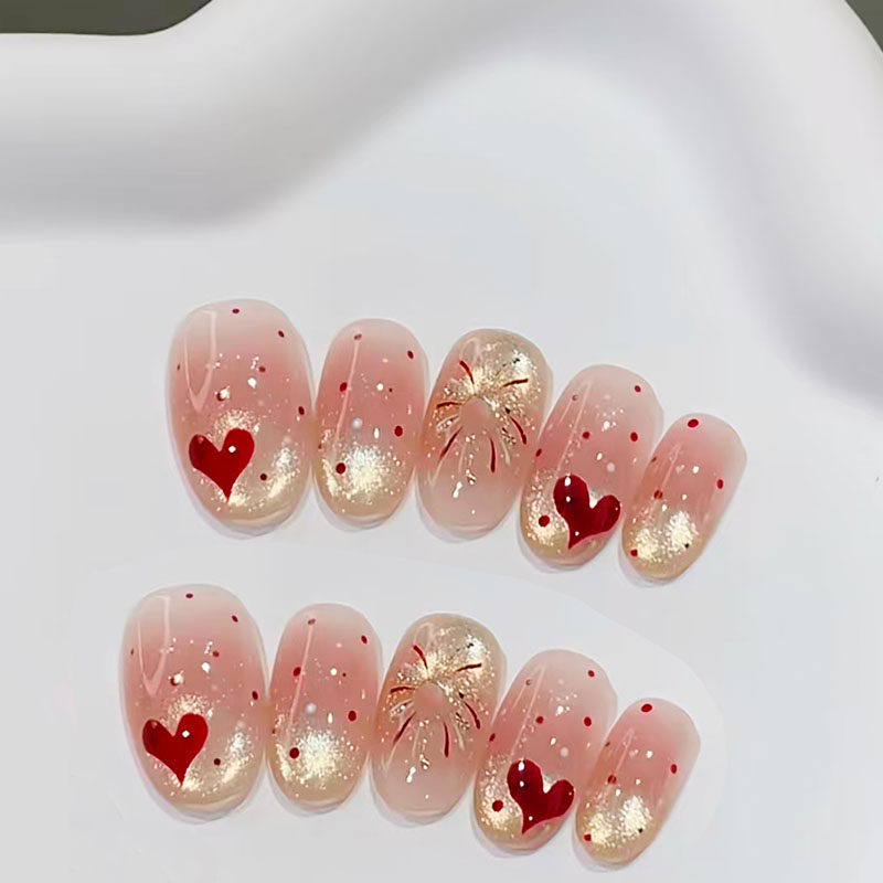 金红色爱心烟花猫眼穿戴甲高级感显白新春过年长短爆闪款美甲贴片,彩妆/香水/美妆工具,穿戴甲/甲片,淘宝优惠券,粉丝福利购,淘宝优惠卷