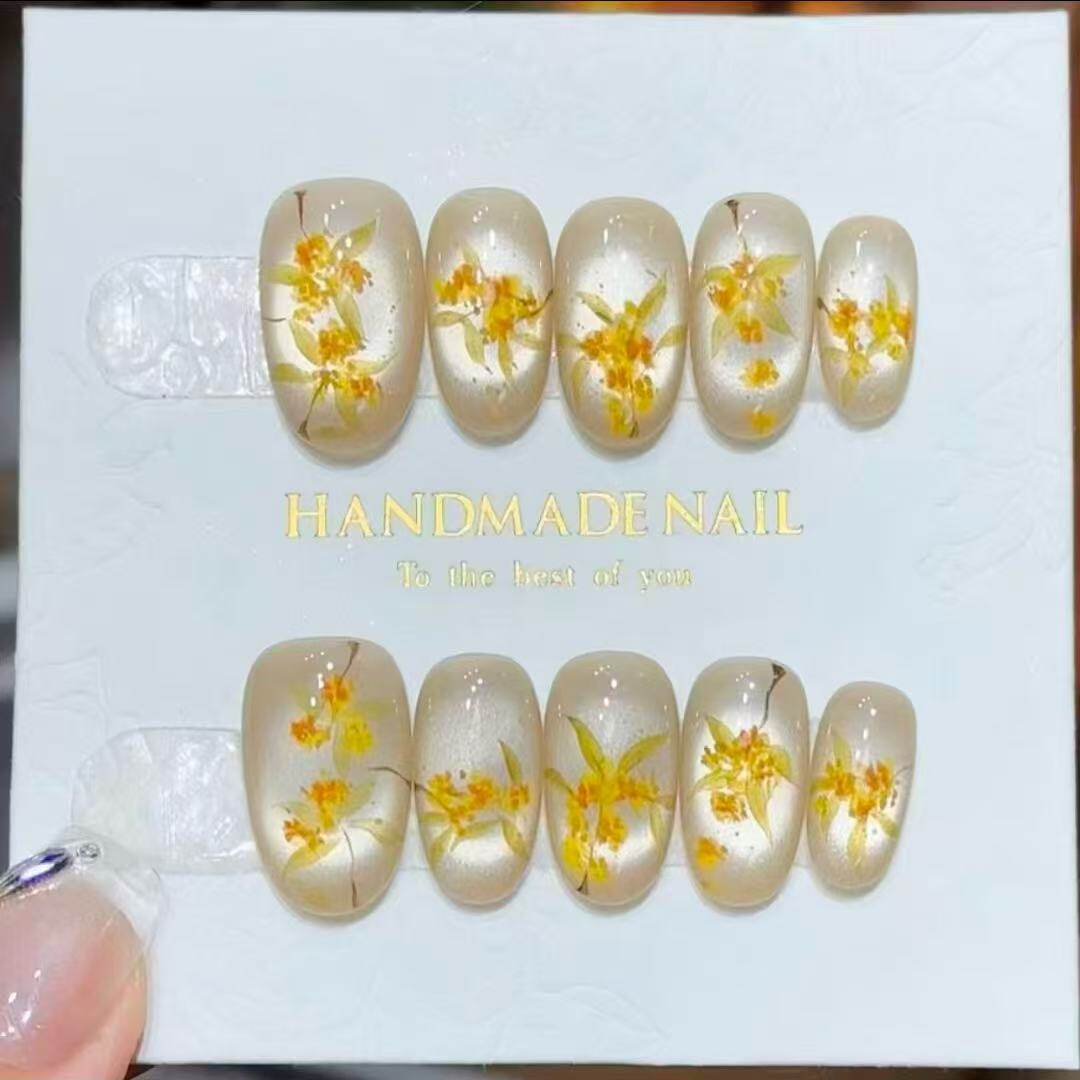 桂香猫眼穿戴甲清透底色温柔