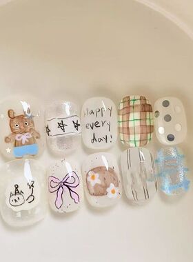 韩系甜熊穿戴甲软萌蝴蝶结