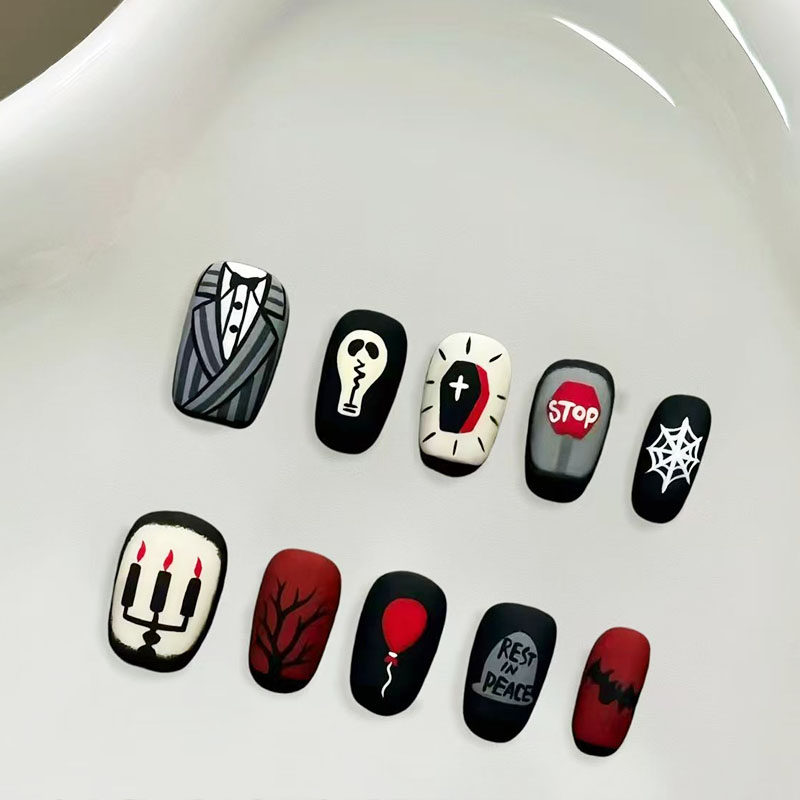 暗黑西装磨砂穿戴甲小众设计个性化炫酷高级感秋冬新短款美甲贴片,彩妆/香水/美妆工具,穿戴甲/甲片,淘宝优惠券,粉丝福利购,淘宝优惠卷