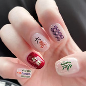 红色幸运麻将猫眼穿戴甲战甲短甲显白百搭日常晶石新款 高级感甲片