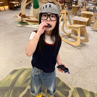 （现货）大金家童装针织马甲背心中小童2-8岁款美式撞色针织马甲