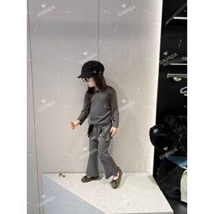 大金家童装25秋季新款巨舒服慵懒风灰色弹力棉感简约套装