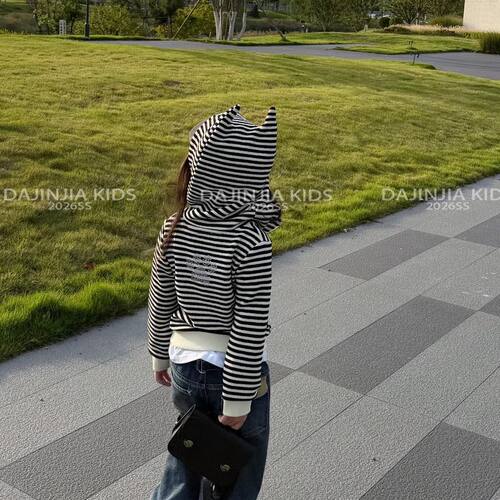 女儿童恶魔角连帽开衫卫衣外套