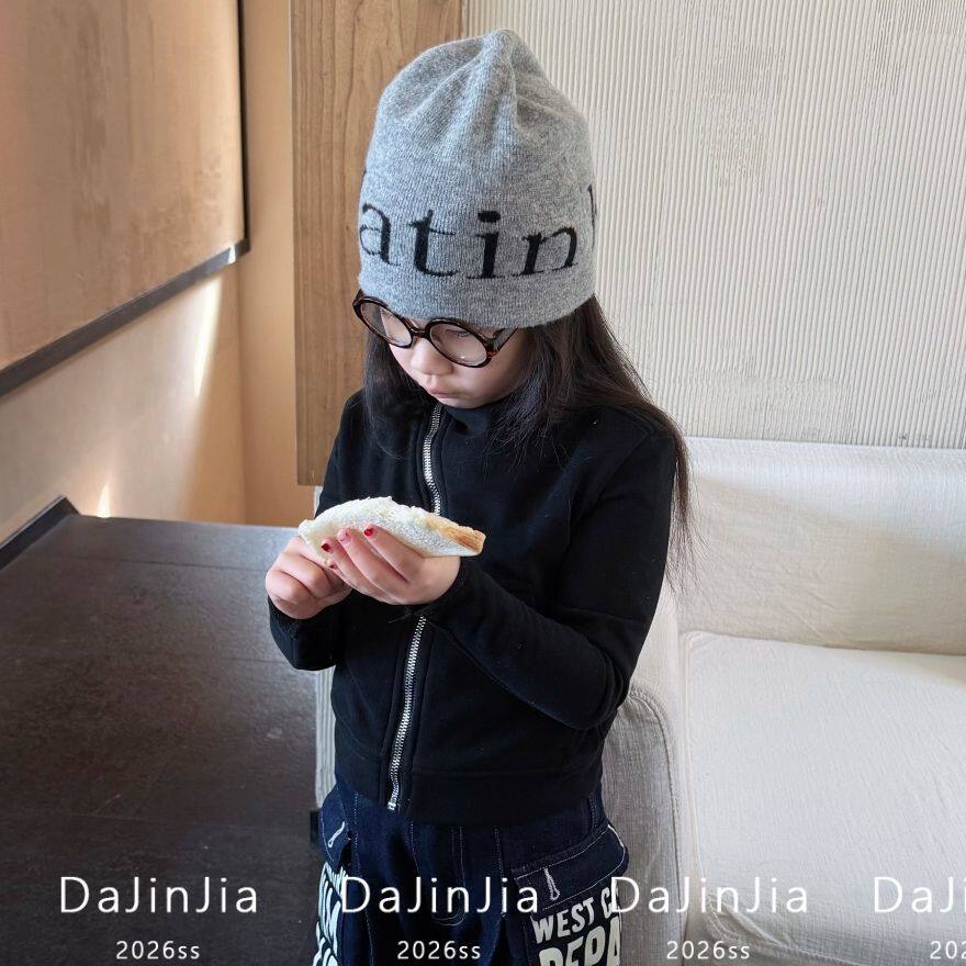 26春季新款男女童暗黑系斜拉链高街感开衫修身休闲长袖卫衣外套