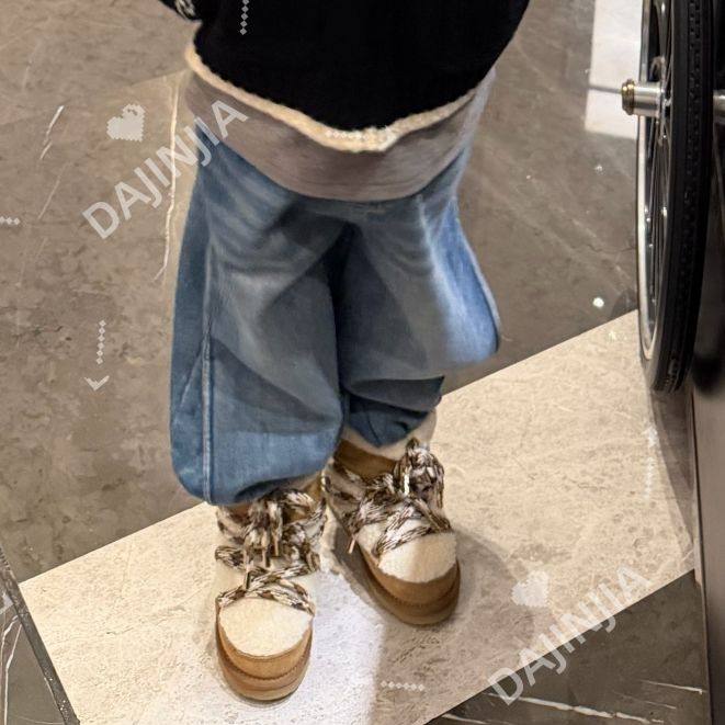 25冬季新款软牛仔一体绒加绒加厚水洗蓝宽松松紧腰百搭牛仔休闲裤,童装/婴儿装/亲子装,儿童牛仔裤,淘宝优惠券,粉丝福利购,淘宝优惠卷