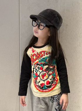 25秋冬新款潮牌JAM拼色熊猫印花户外潮酷圆领棉感长袖打底上衣