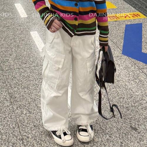 女儿童日系阔版直筒大口袋工装裤