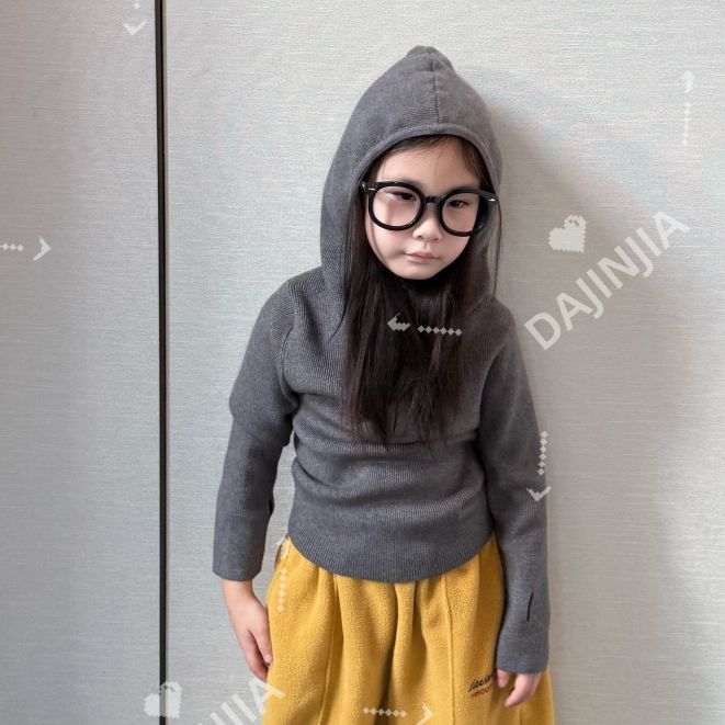 25秋冬新款韩系简约高级灰连帽打底上衣男女宝套头打底长袖上衣